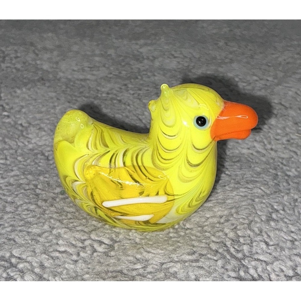 Glass Duck  Fitz and Floyd Rubber Ducky Glass Menagerie 2005 GRANNY‎ CORE Yellow